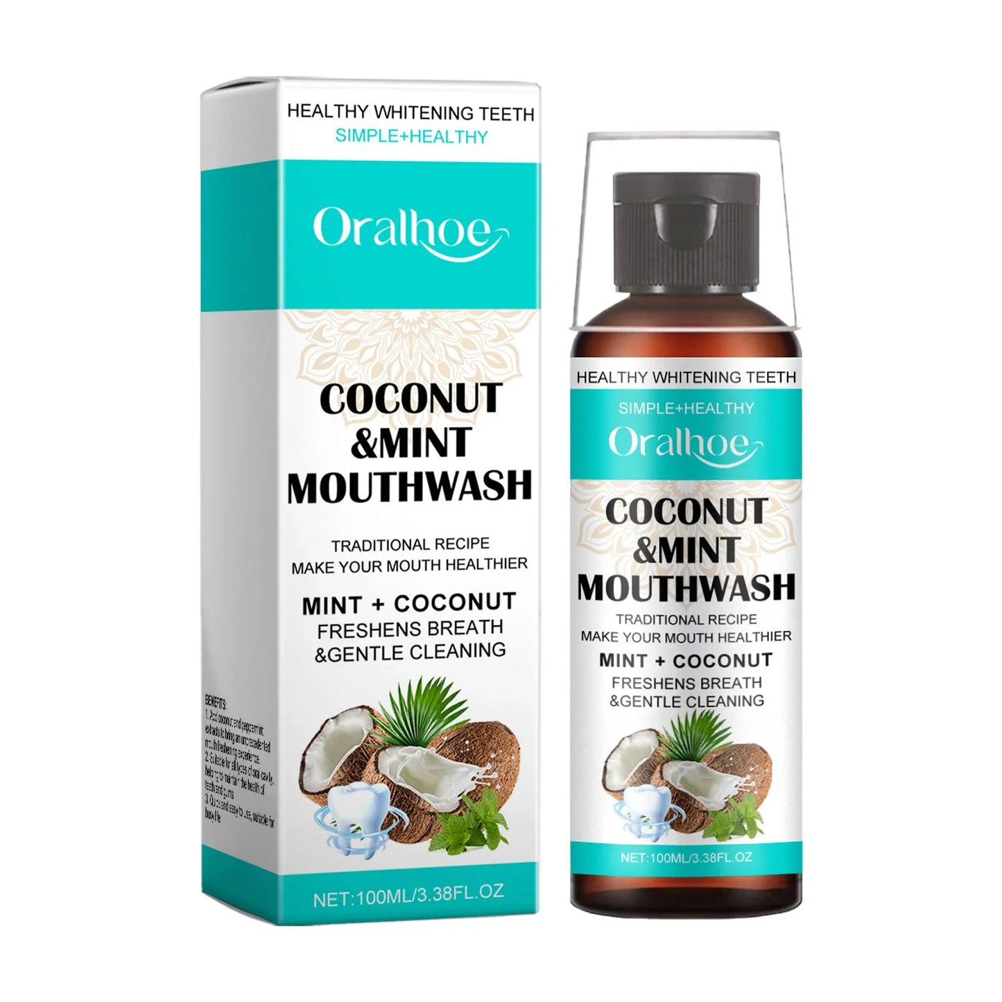 Oralhoe Coconut Mint Mouthwash Remove Stains, Freshen Breath And Clean Teeth With Convenient Care Mouthwas